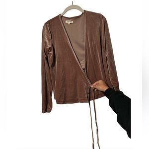 BRAND NEW Madewell Long Sleeve Velvet Ballet Wrap Top